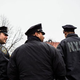 New York City police officers monitor a march against stop-and-frisk tactics Feb. 23, 2013, in New York City.
Andrew Burton/Getty Images